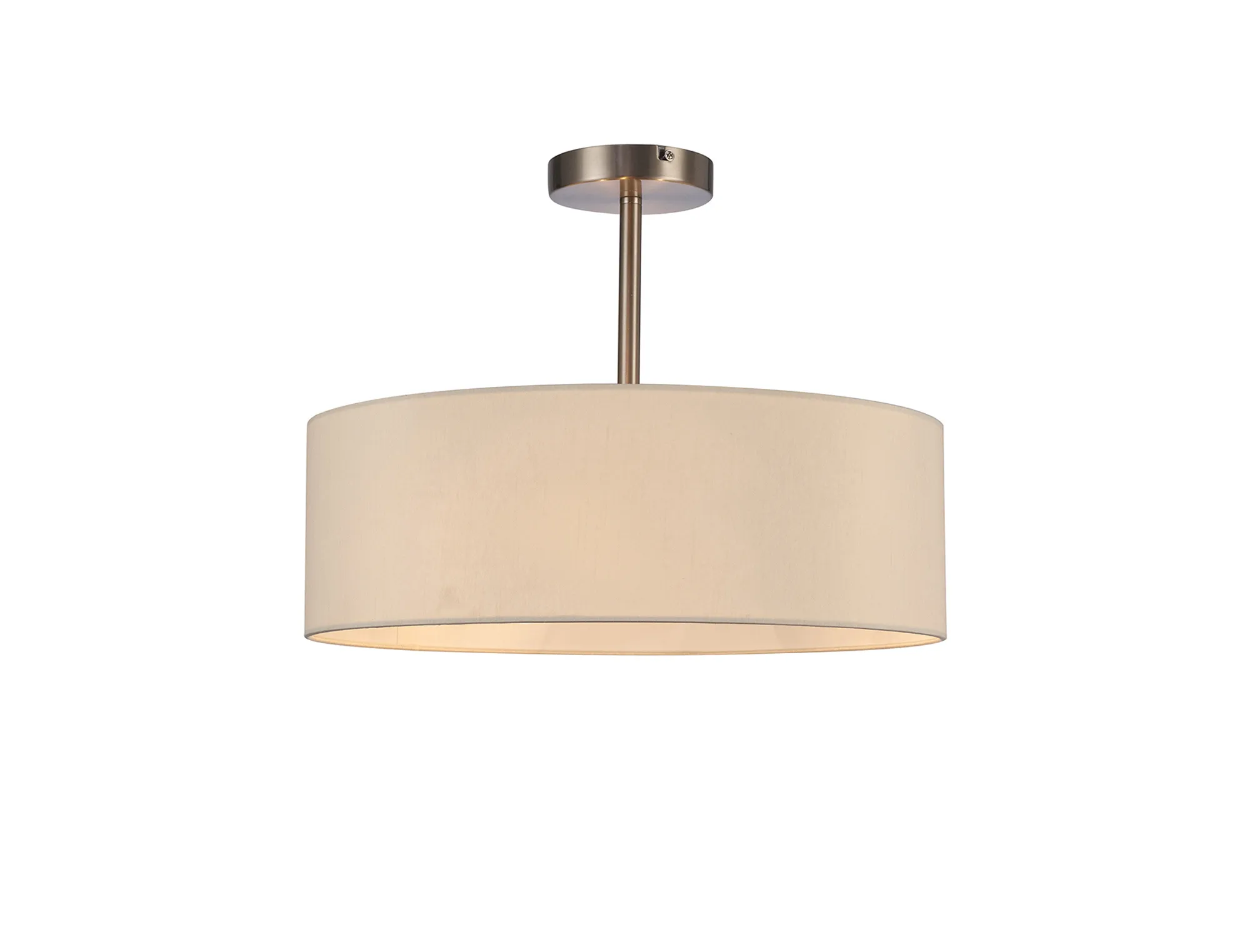 Baymont 45cm Semi Flush 3 Light Satin Nickel, Ivory Pearl/White